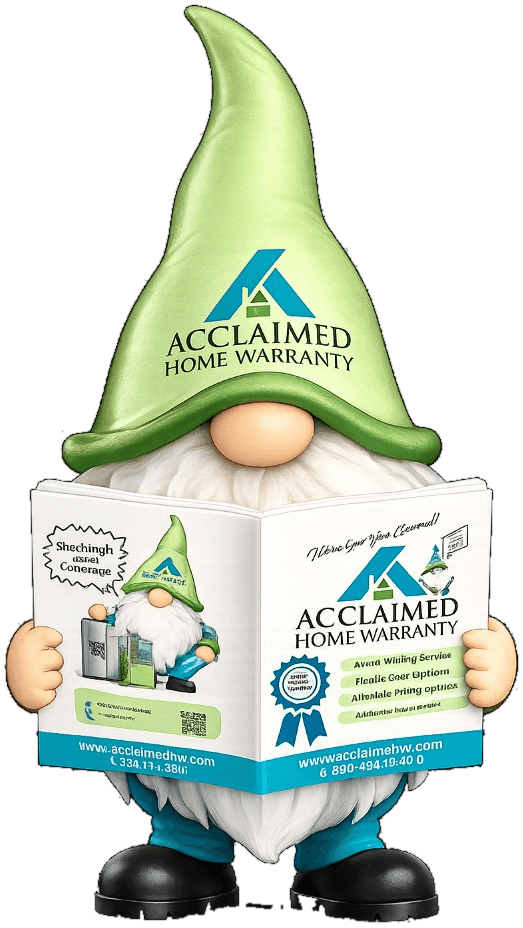Norman reading an Acclaimed Home Warranty brochure